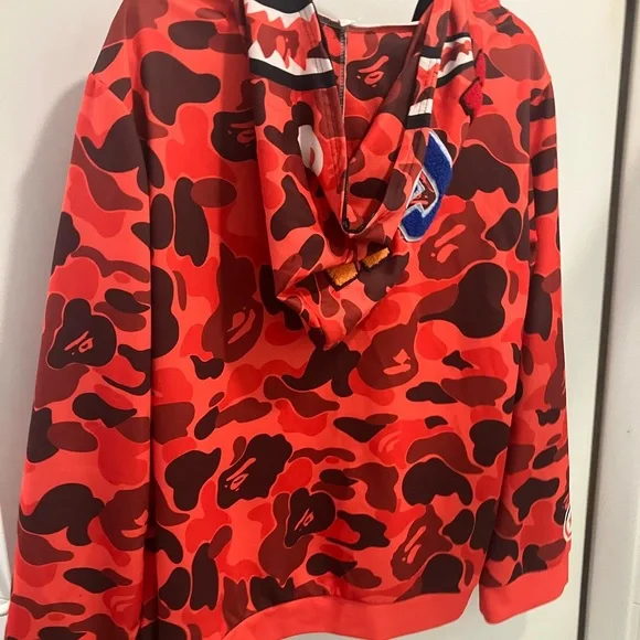 BAPE designer brand Camo Red Shark Full Zip Hoodie lightweight jacket Size XXL - Picture 14 of 15